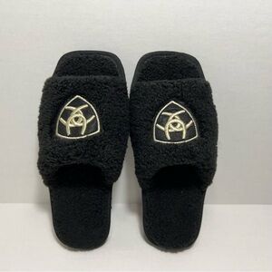 Ariat Slippers Cozy Slides Womens 7 Black Sherpa Fuzzy Mules New